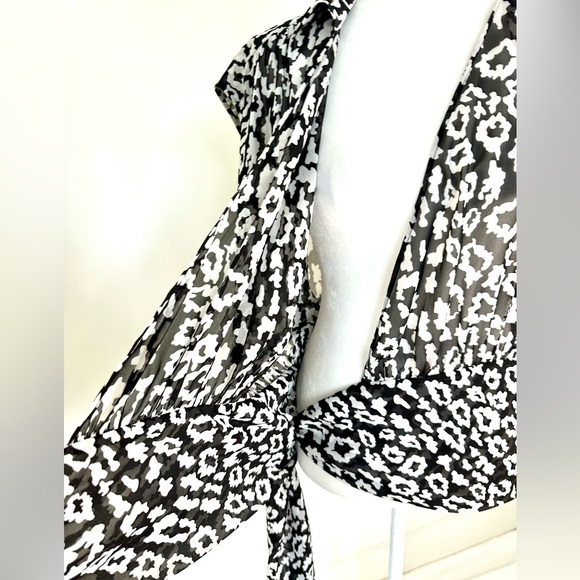 The Kooples Panther Wrap Top in Black & White - Picture 6 of 10